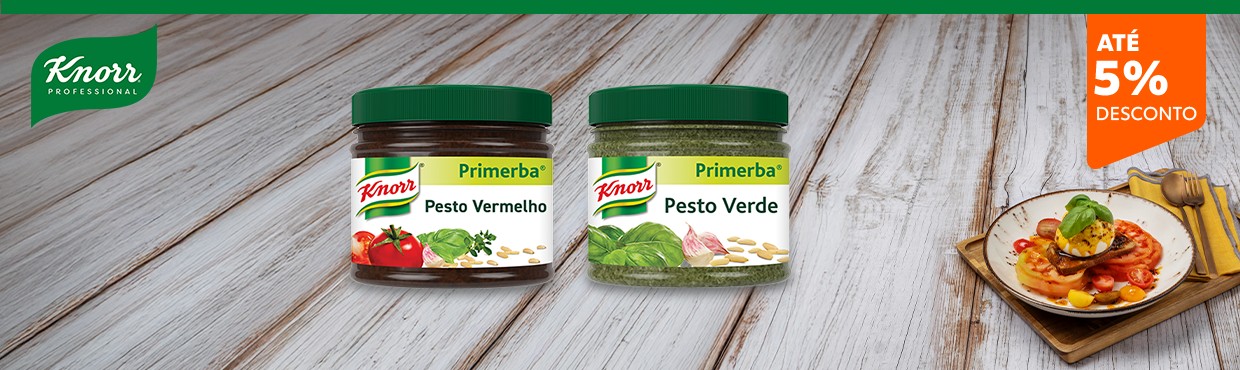 Promoção: Até 5% de desconto em Knorr Primerba Pesto Verde e Pesto Vermelho