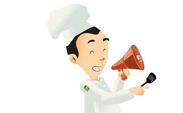 Chef de cozinha com megafone