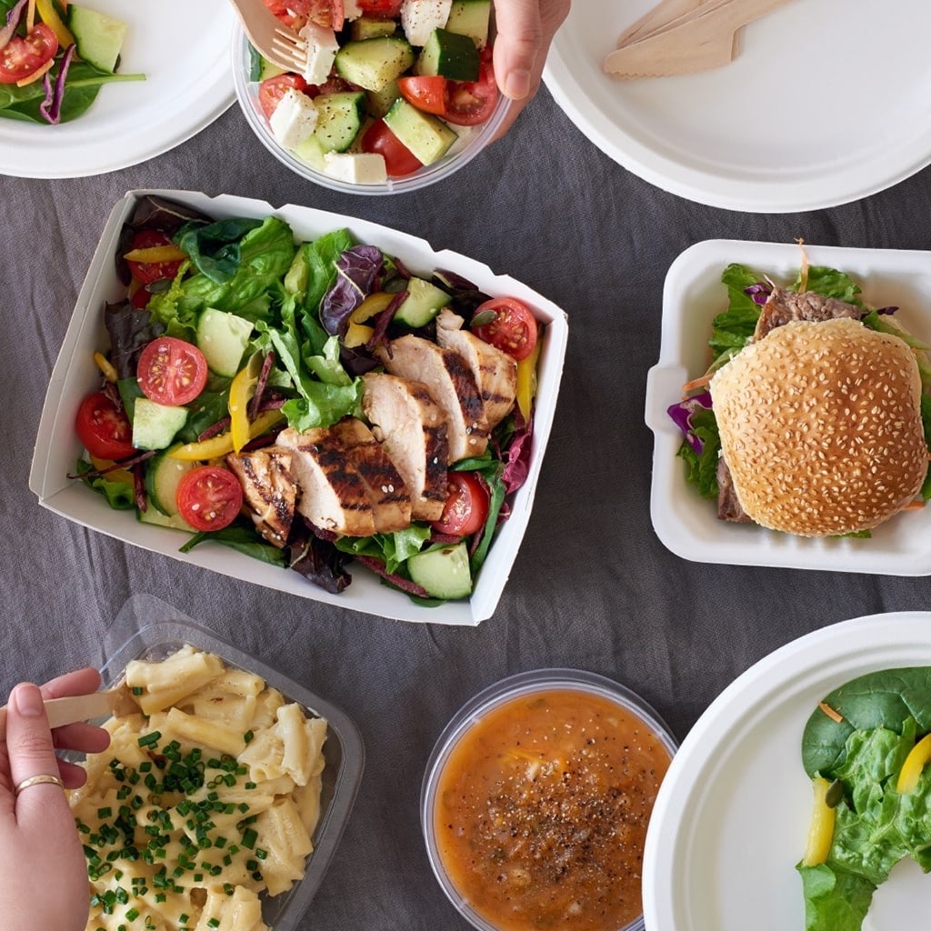 Refeições em embalagens de qualidade para takeaway