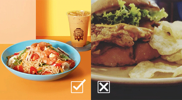 Fotografias apetitosas de pratos versus fotografias a não usar