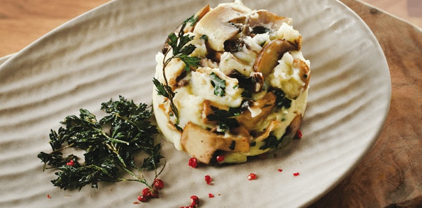 Puré de Cogumelos e Salsa Frita