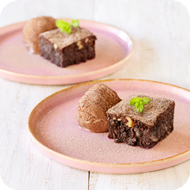 Brownie, Frutos Secos e Gelado de Chocolate