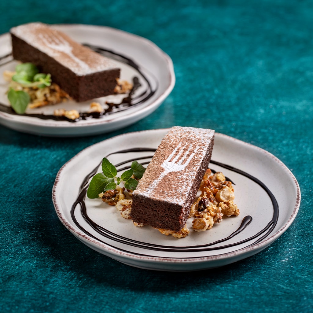 Brownie de chocolate e canela com nogat de frutos secos