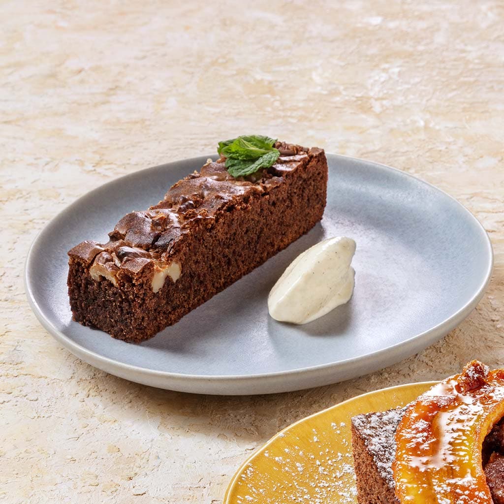 Brownie de Chocolate com Noz e Gelado de Baunilha