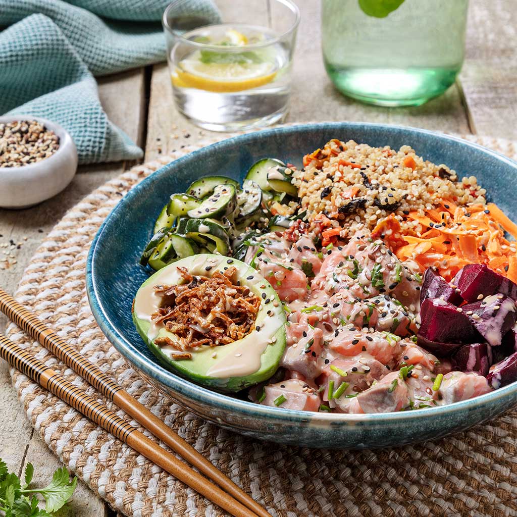 Poke de Salmão e Maionese Teriyaki