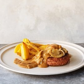 Hambúrguer com Molho de Cogumelos Vegan