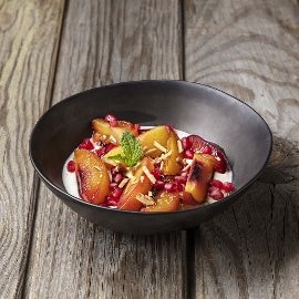 Panna Cotta com fruta assada