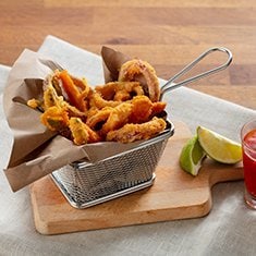 "Tempura de legumes" com flocos de batata