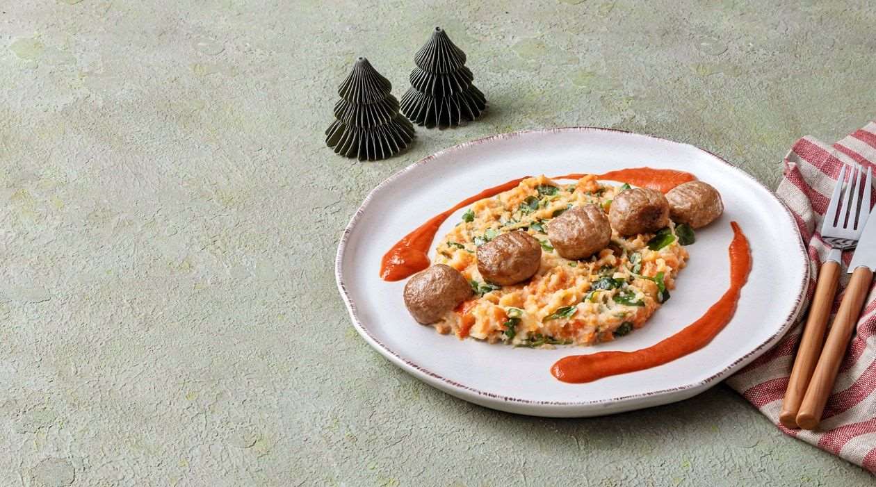 Almôndegas com esmagada de Batata