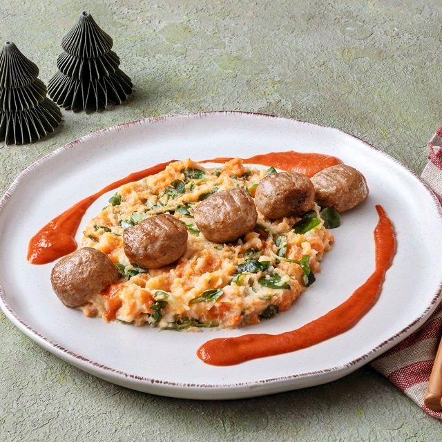 Almôndegas com esmagada de Batata