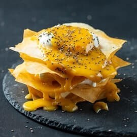 Estaladiço com Doce de Amêndoa e Creme Azedo