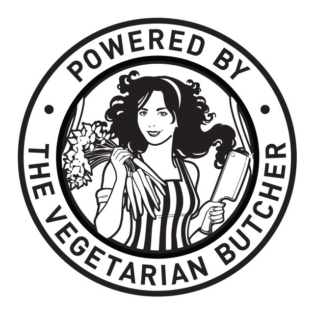 Inclua o logo: Powered by The Vegetarian Butcher"